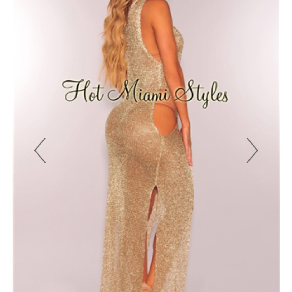 💄Sexy Gold Mesh Dress/Long Top💄NWT - Picture 3 of 6
